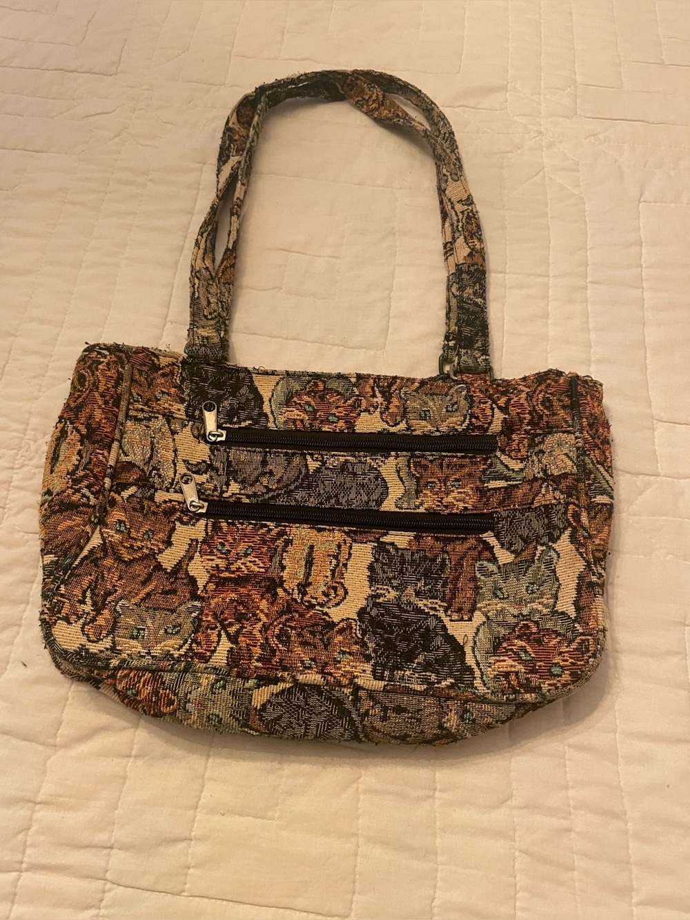 Vintage kitty cat tapestry shoulder bag - Picture 2 of 5